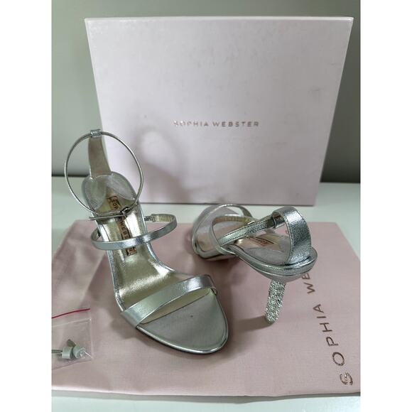 $650 Sophia Webster Women's Rosalind Crystal High Heel Sandals Silver Sz 6 NEW - Picture 2 of 9